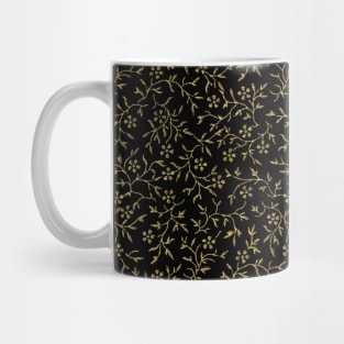 Golden floral pattern on black. Mug